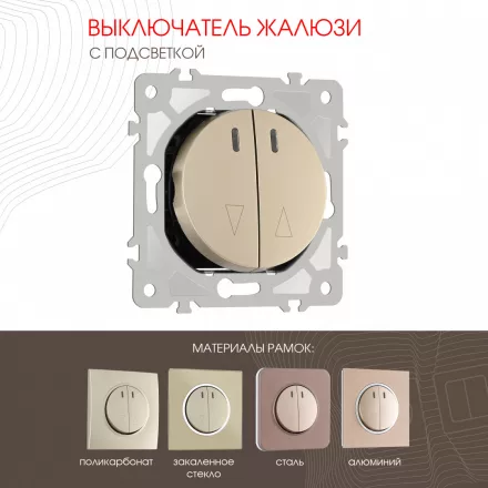 Выключатель жалюзи с подсветкой, 10A 250V 202.39-2.shampan