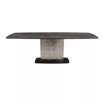 Стол обеденный T0654CG Grey Glossy.Silver (2400x1000x760) (глянцевый серый/черный матовый) Arte Milano